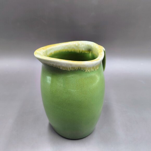 Hull Pottery Avocado Green Drip Glaze Creamer Sugar Bowl w/Lid Set MCM 1960s - Picture 7 of 11